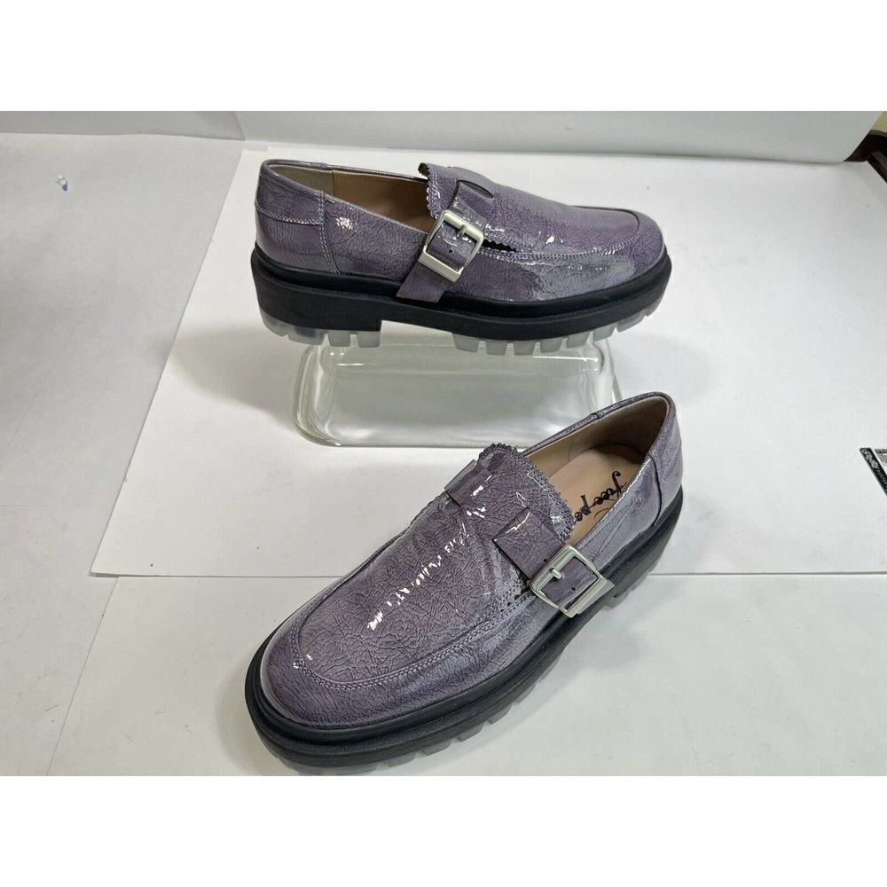 Free People Purple Gray Loafer Lug Sole Patent Leather Shoes 40 EU 9-9.5 US New - Picture 4 of 16